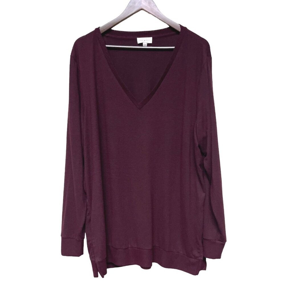 Lucky Brand Women's Sweater V-Neck Long Sleeve Viscose Blend Purple Size XXL